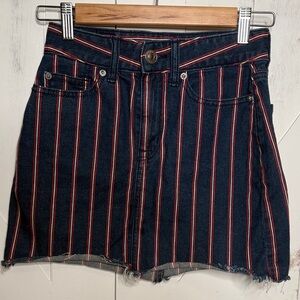 American Eagle Outfitters Striped Denim Skirt - Blue and Red